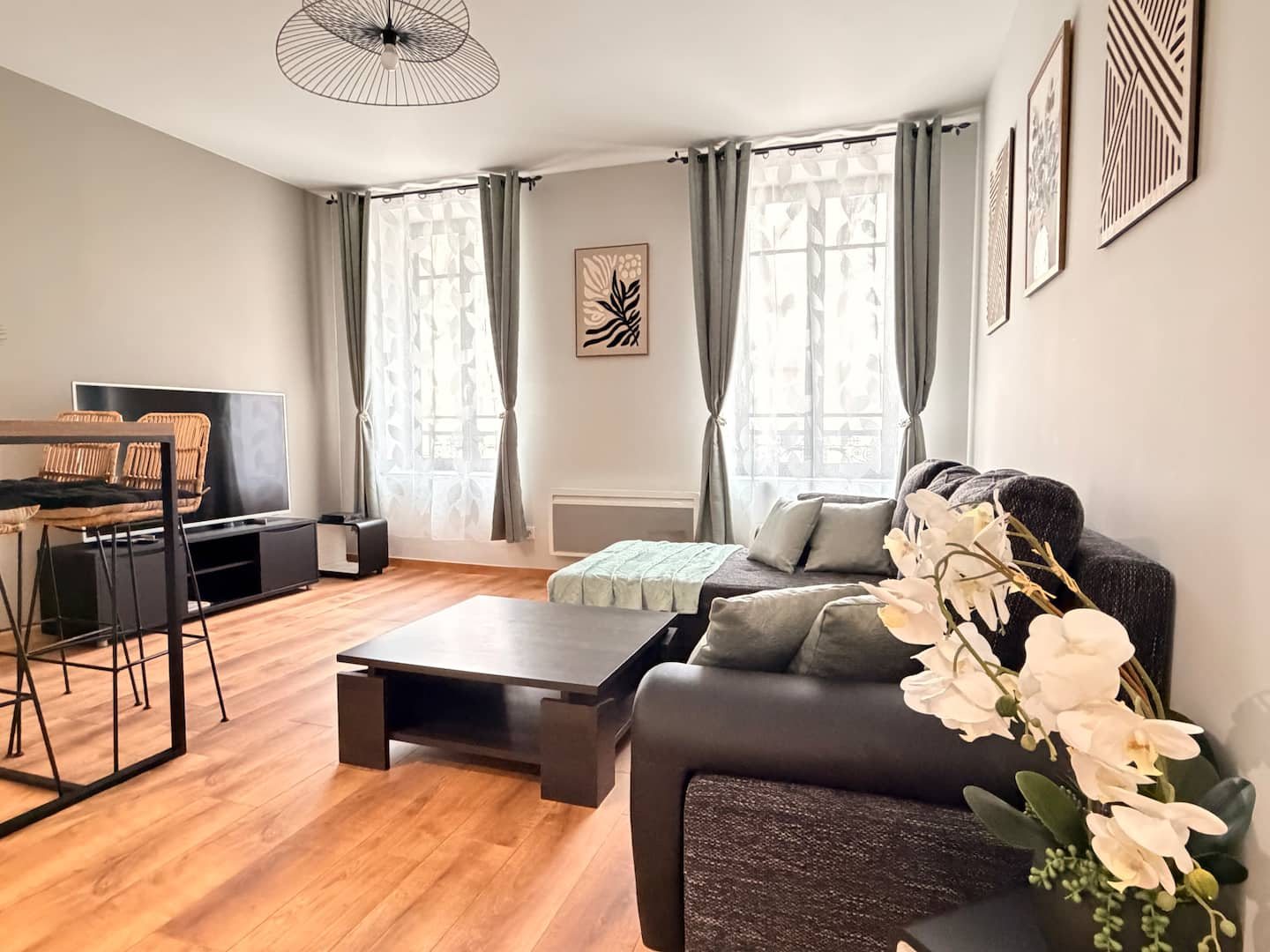 Grand séjour lumineux de l’appartement